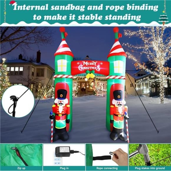 11FT Christmas Inflatable Archway and Guards Decorations with Built-in LED Light - Picture 5 of 6